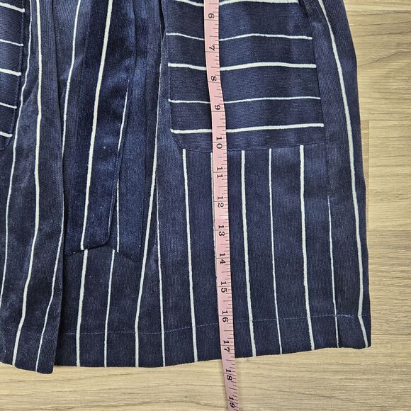 HAVE Womens Navy Blue Stripe Paperbag Corduroy Straight Mini Skirt Medium - Picture 5 of 7